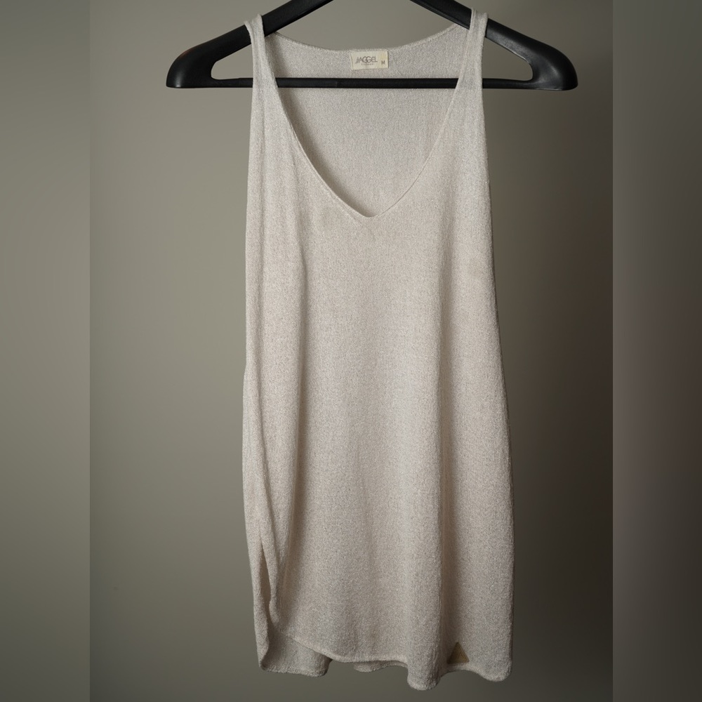 AGGEL Pink and Silver Knit Tank Top Size M
